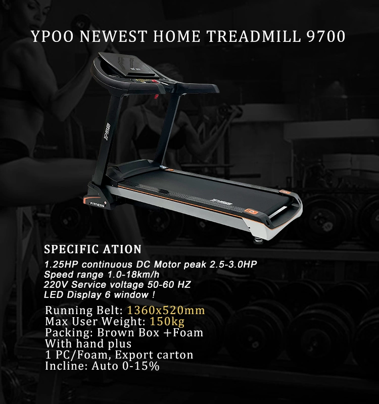 Ypoo Hot Sale Multifunctional Treadmill with Massage Belt Fitness Equipment Treadmill 2.5HP Treadmill Machine