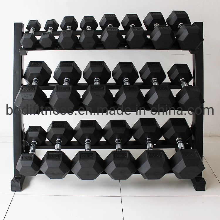 Commercial Gym Fitness Equipment Weightlifting Dumbbel Hex Rubber Dumbbell