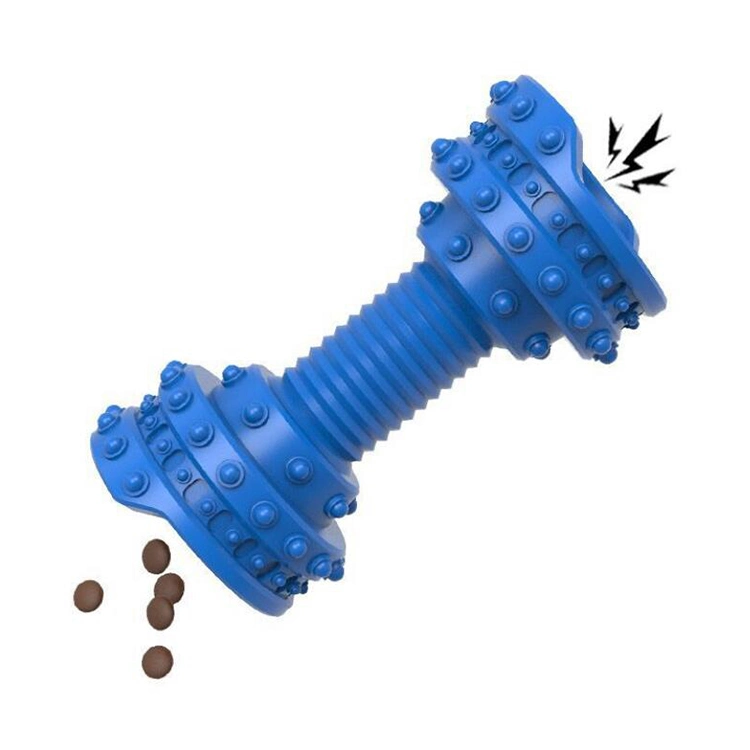 Dog Tooth Cleaning Playing Dumbbel Food Leakage Spiky Rubber Toy