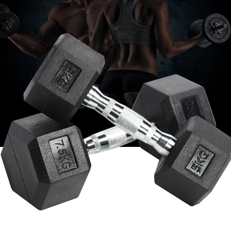 Factory Direct Sale Home Gym Fitness 5-100lbs Rubber Hex Dumbbell Weight Lifiting Hexagon Dumbbel