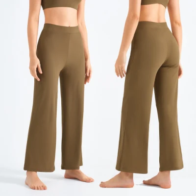 2023 nueva moda cómoda de cintura alta levantamiento de cadera Yoga deportes Split pantalones largos acampanados mujeres